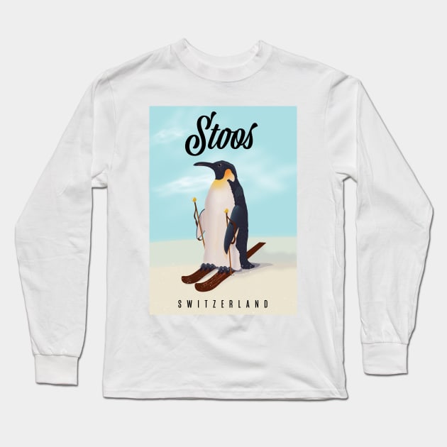 Stoos Switzerland ski poster Long Sleeve T-Shirt by nickemporium1